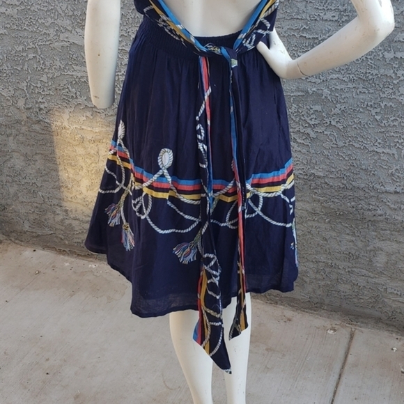 Wakana Koike Anthropologie Roped-In Dress Navy‎ Blue Strapless Nautical - Picture 4 of 11